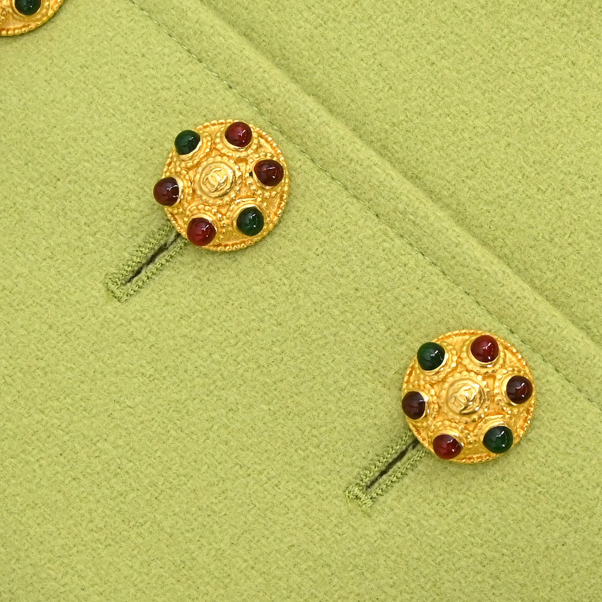 Chanel 1996 Gripoix Button Jacket Green #36