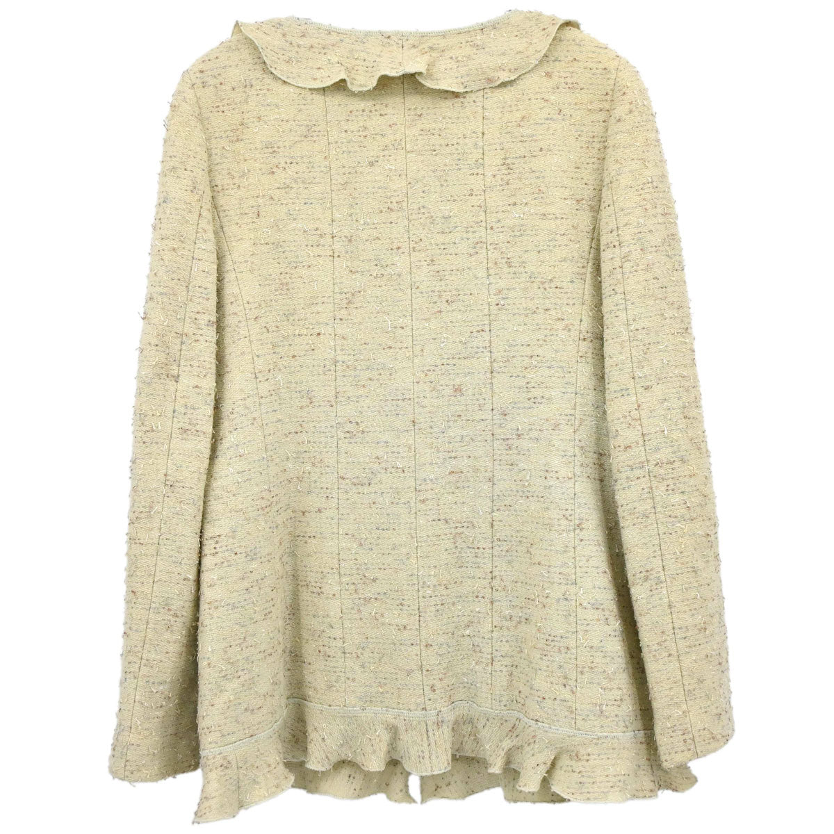 Chanel 1999 Ruffled Collar Jacket Tweed Green #40