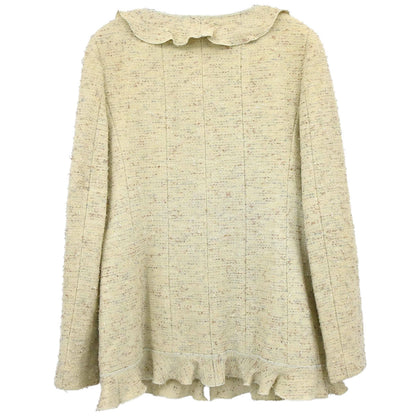 Chanel 1999 Ruffled Collar Jacket Tweed Green #40