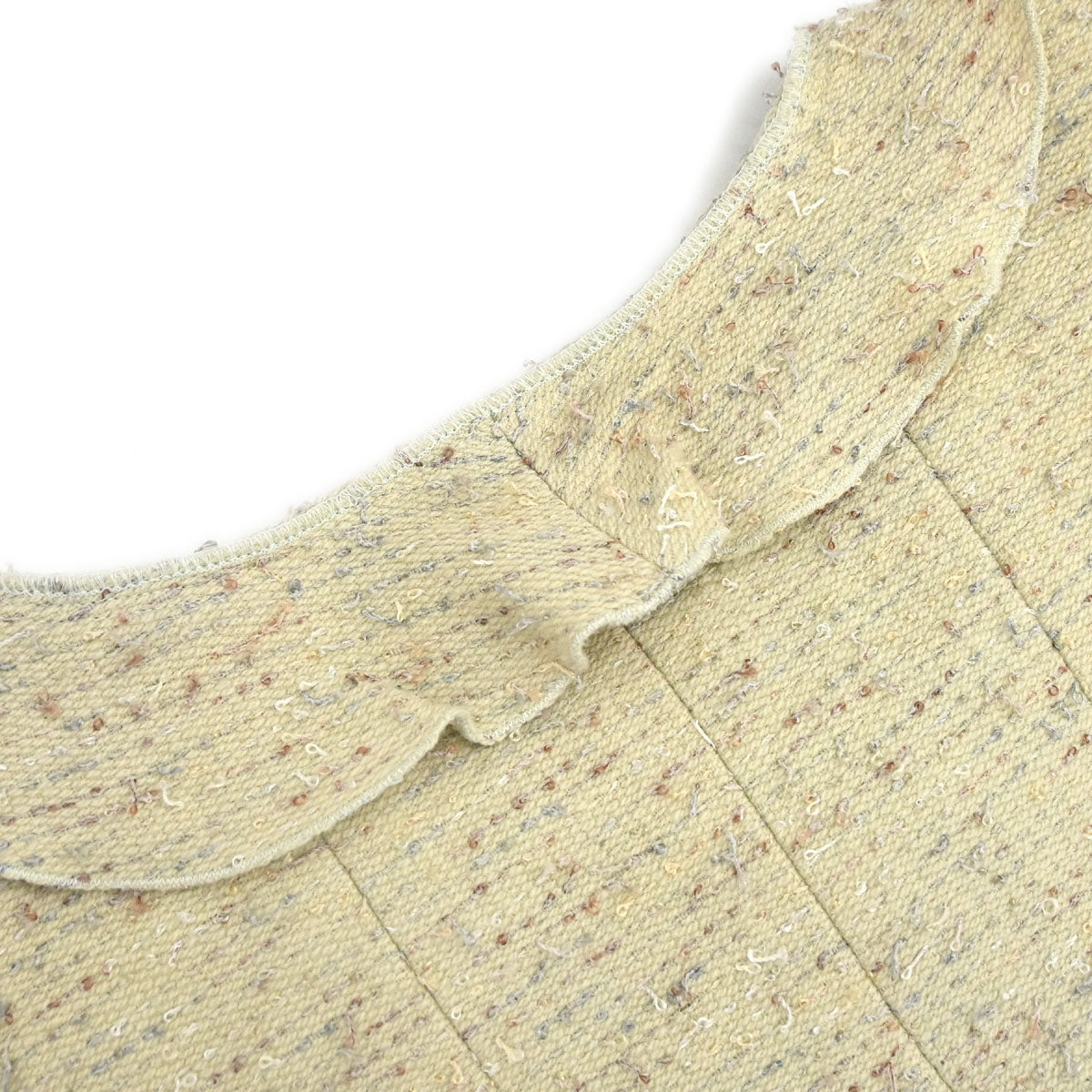 Chanel 1999 Ruffled Collar Jacket Tweed Green #40