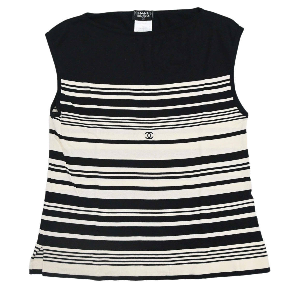 Chanel 1998 Sleeveless Top Border Black #40