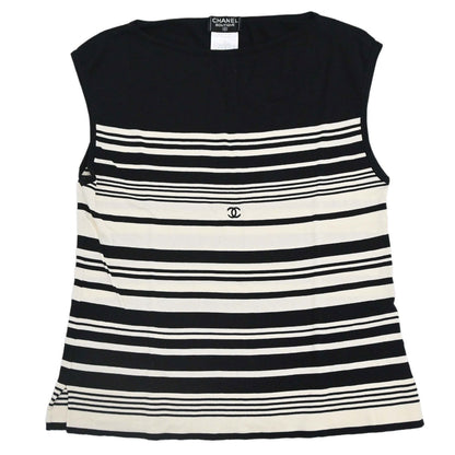 Chanel 1998 Sleeveless Top Border Black #40