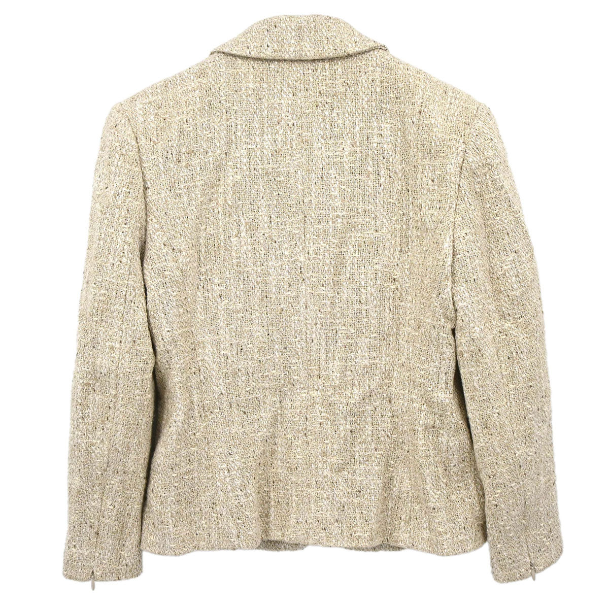 Chanel 2003 Single Breasted Jacket Tweed Beige #38