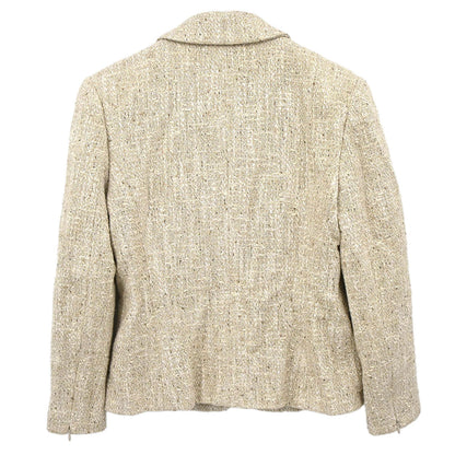 Chanel 2003 Single Breasted Jacket Tweed Beige #38