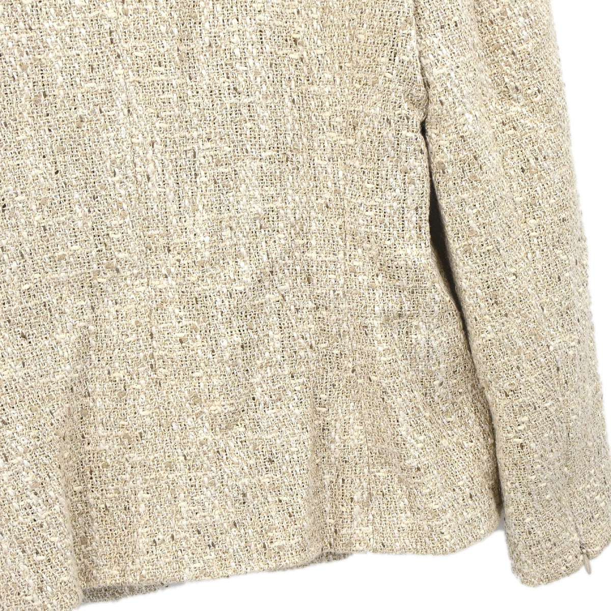 Chanel 2003 Single Breasted Jacket Tweed Beige #38