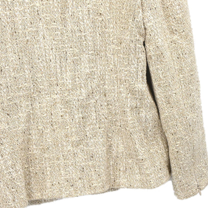 Chanel 2003 Single Breasted Jacket Tweed Beige #38