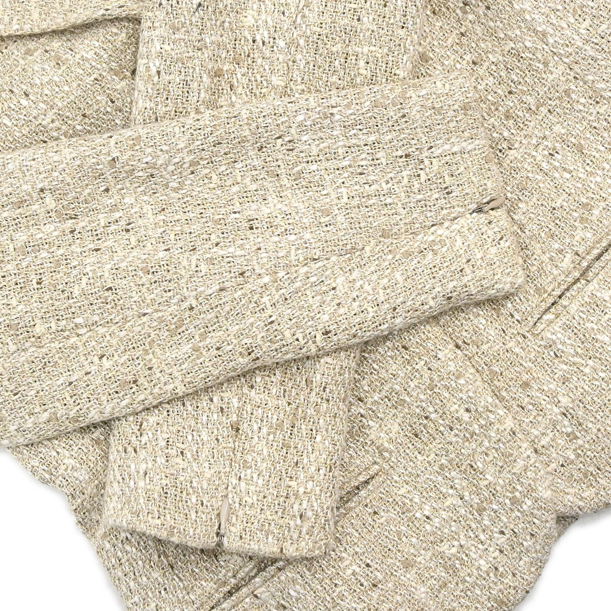 Chanel 2003 Single Breasted Jacket Tweed Beige #38