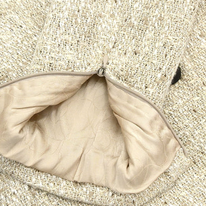 Chanel 2003 Single Breasted Jacket Tweed Beige #38
