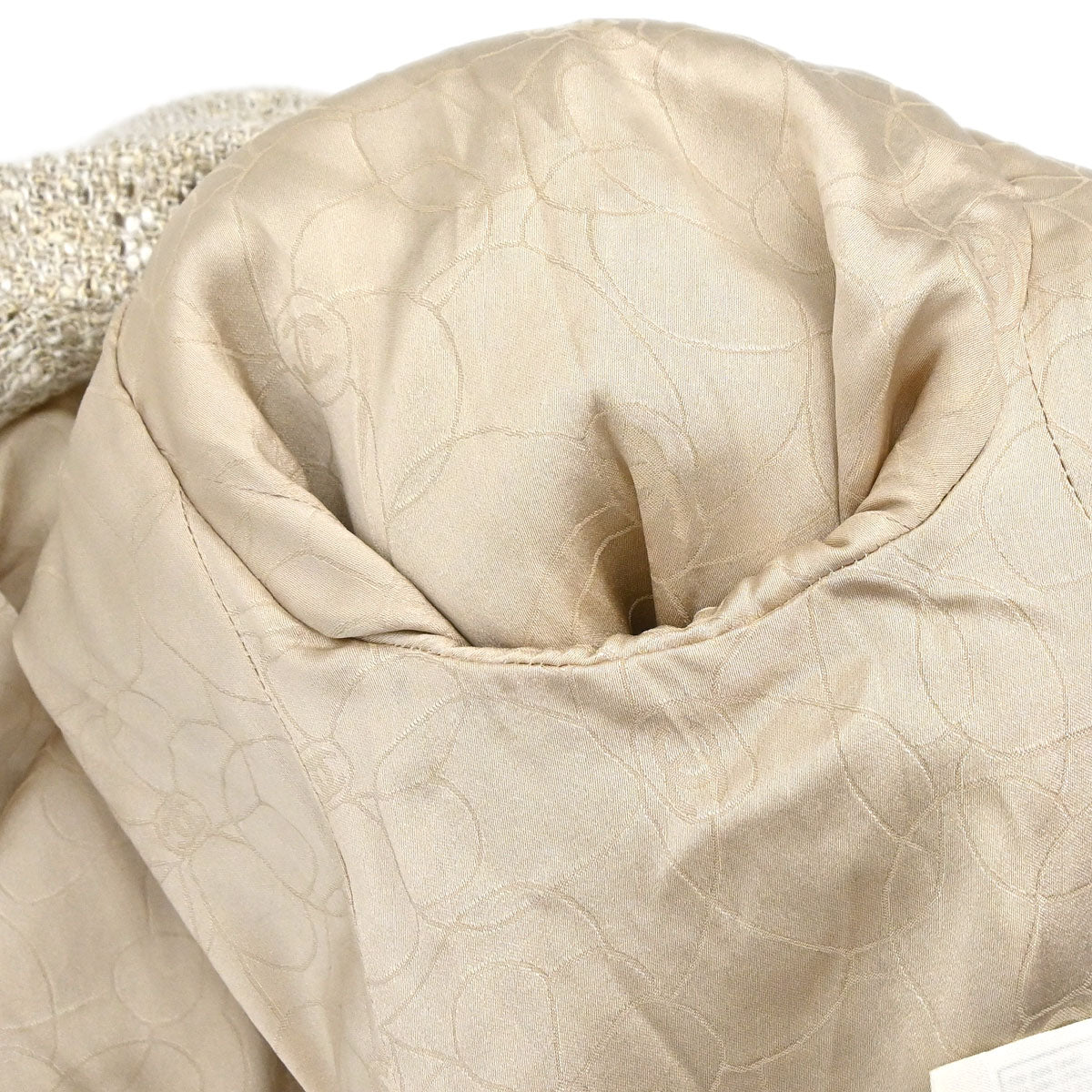 Chanel 2003 Single Breasted Jacket Tweed Beige #38