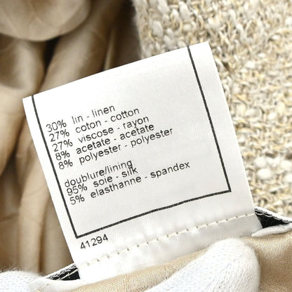 Chanel 2003 Single Breasted Jacket Tweed Beige #38