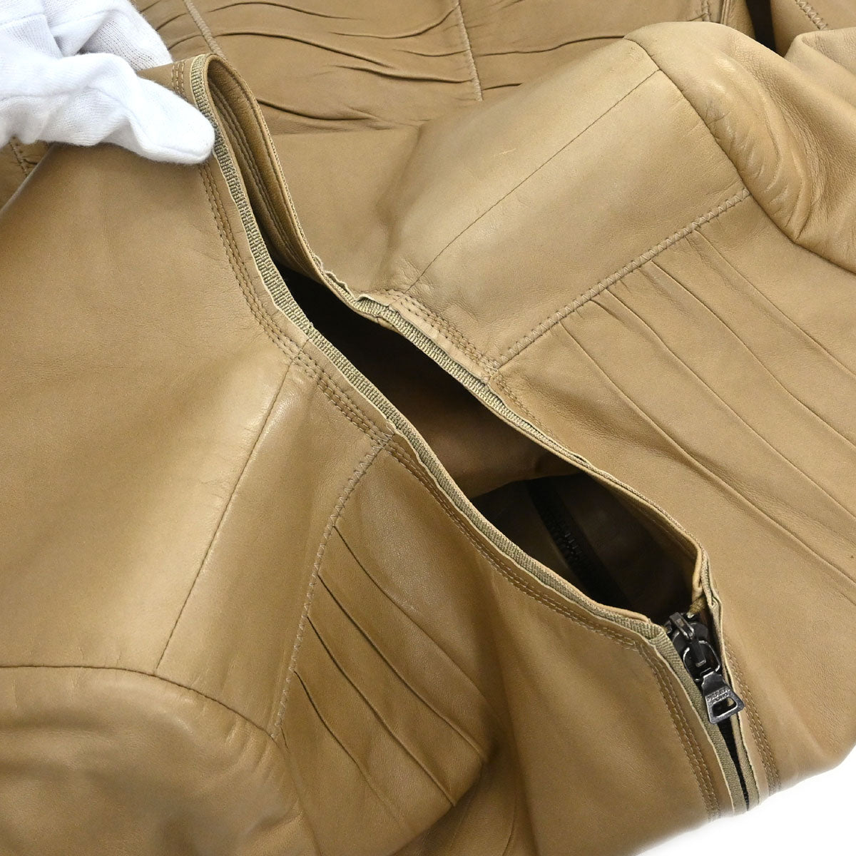 Prada 2006 Collarless Zip Up Jacket Beige #42