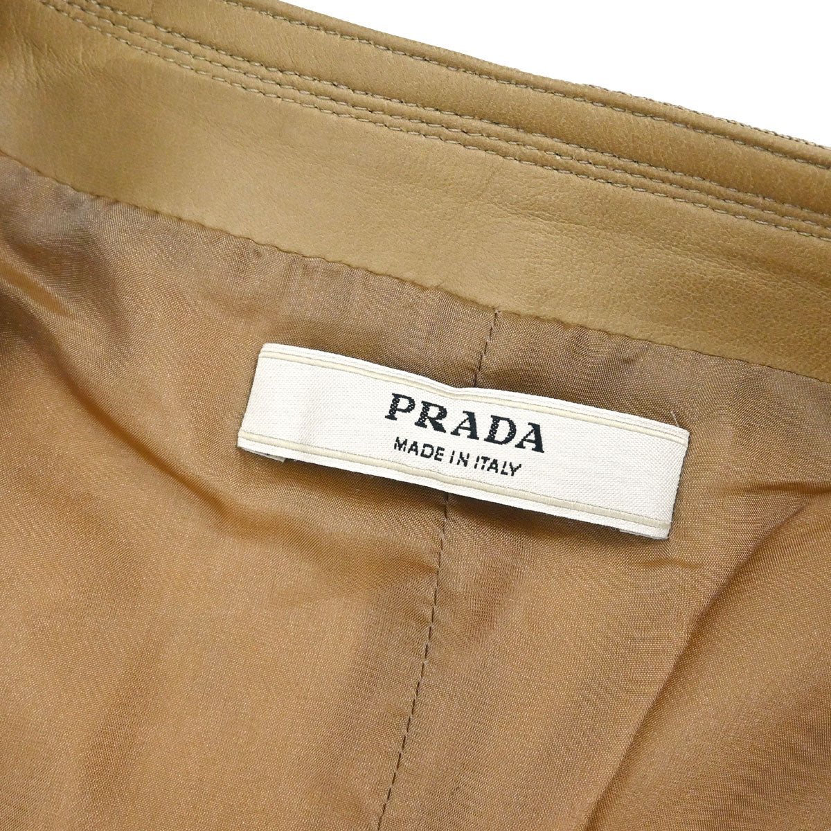Prada 2006 Collarless Zip Up Jacket Beige #42