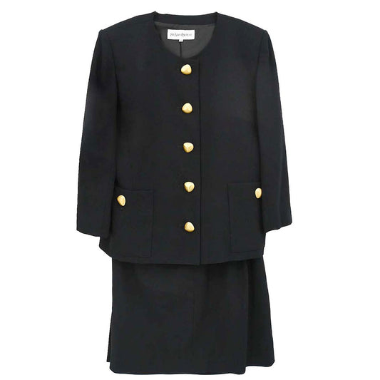 Yves Saint Laurent Setup Suit Jacket Skirt Black #36 #38
