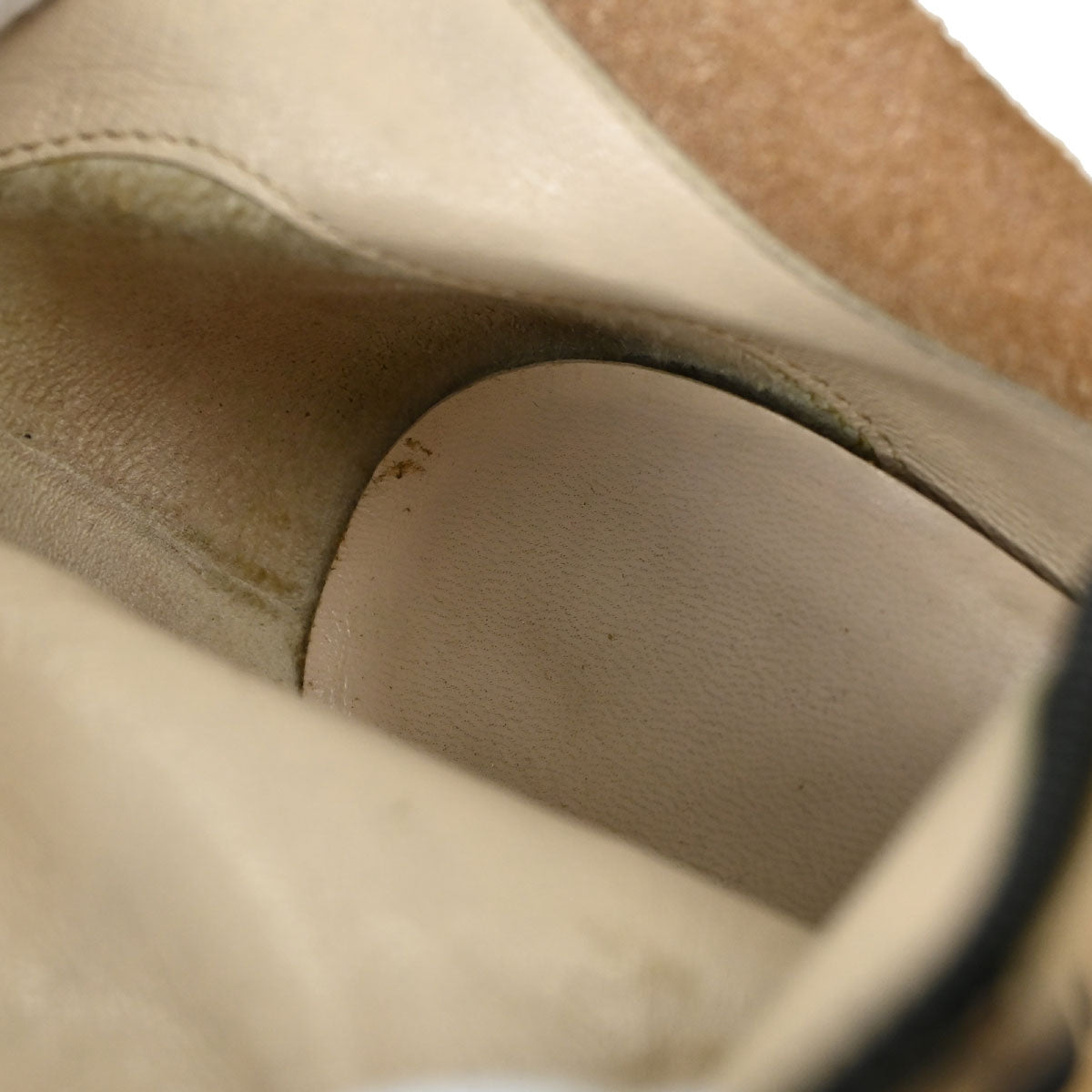 Chanel * CC Beige Black Leather Short Boots Shoes #35 1/2