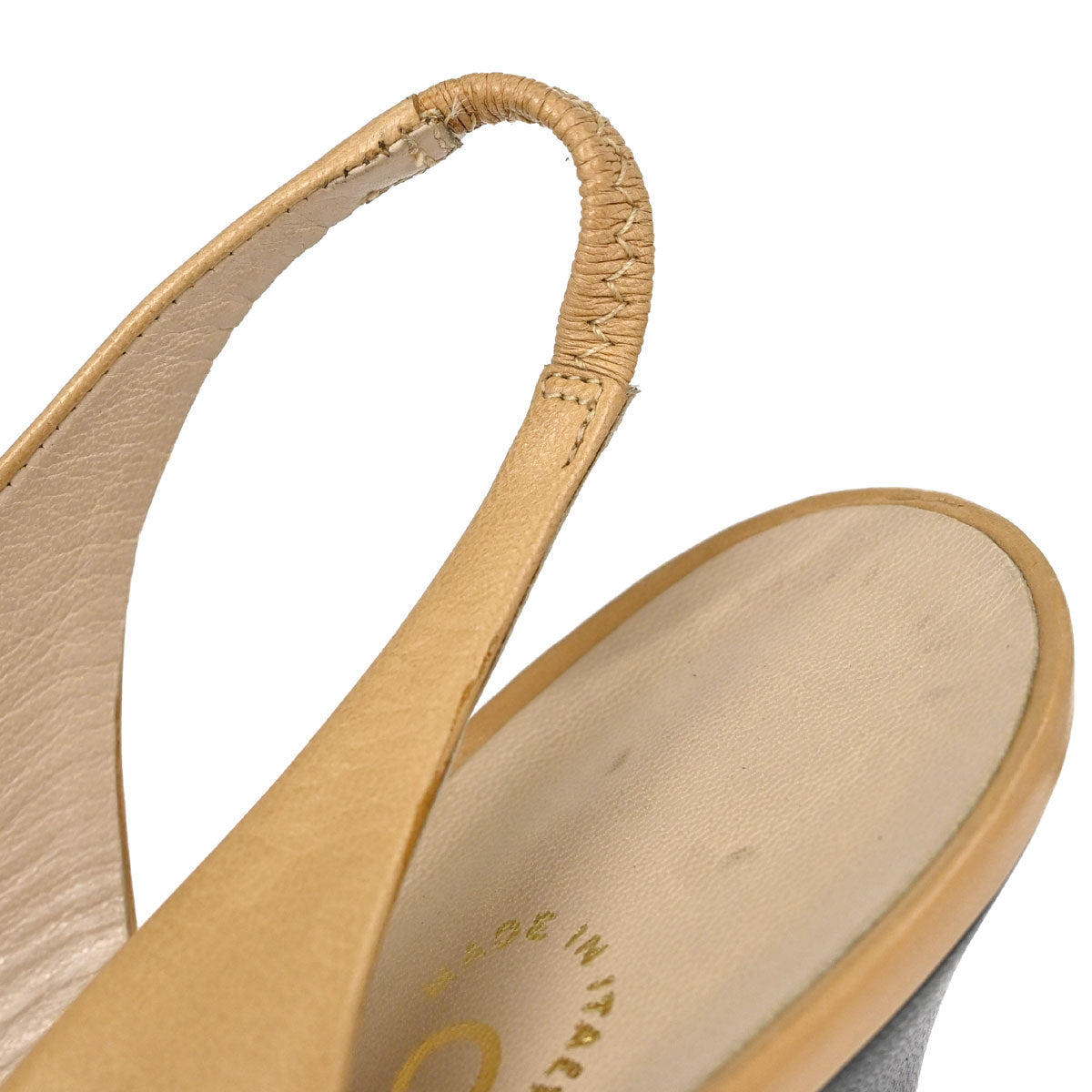 Chanel * Beige Black Leather Pumps Shoes #37 1/2