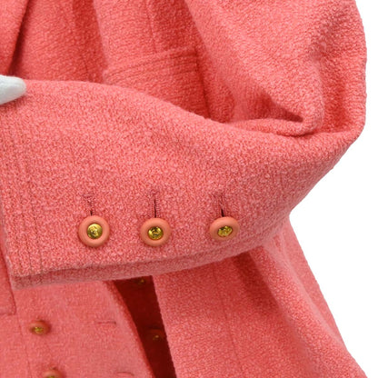 Chanel 1996 Double Breasted Tweed Jacket Pink #42