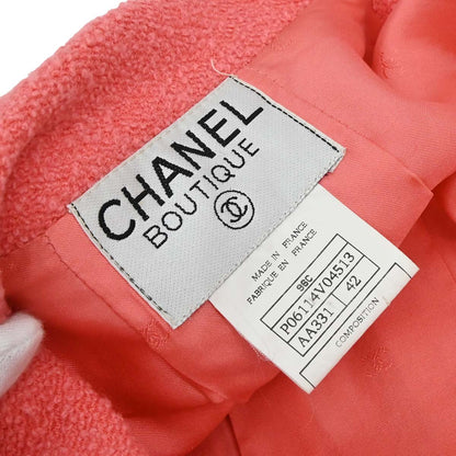 Chanel 1996 Double Breasted Tweed Jacket Pink #42