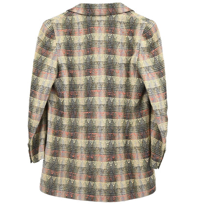 Chanel 1998 Double Breasted Check Jacket Beige #38