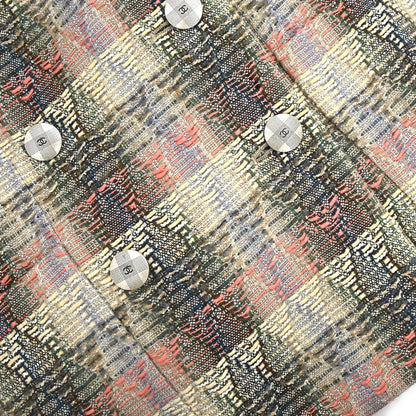 Chanel 1998 Double Breasted Check Jacket Beige #38