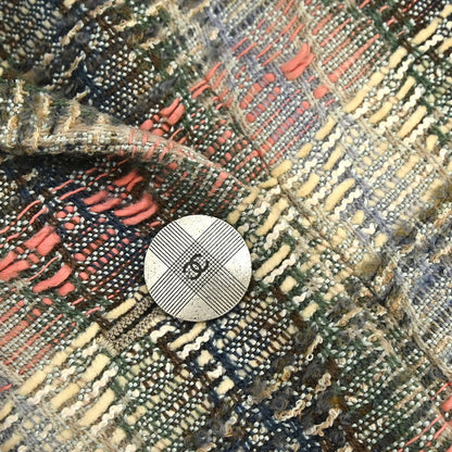 Chanel 1998 Double Breasted Check Jacket Beige #38