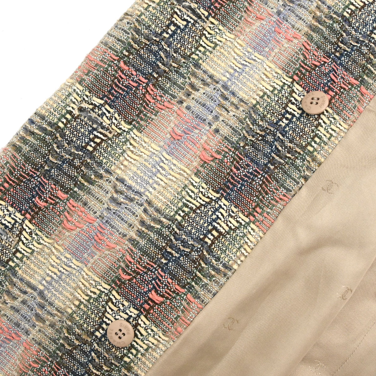Chanel 1998 Double Breasted Check Jacket Beige #38