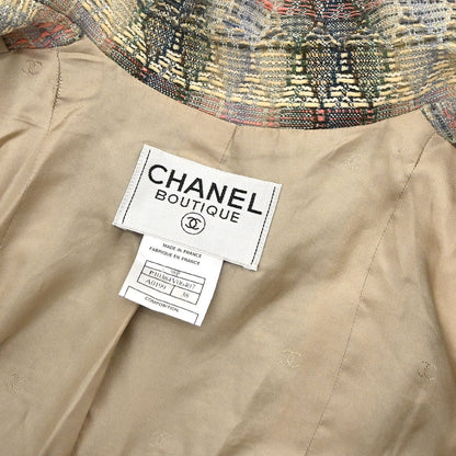 Chanel 1998 Double Breasted Check Jacket Beige #38