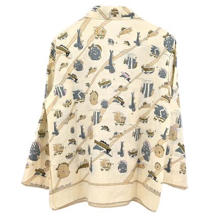 Hermes Au Clair de la Mer Shirt Blouse Beige #38
