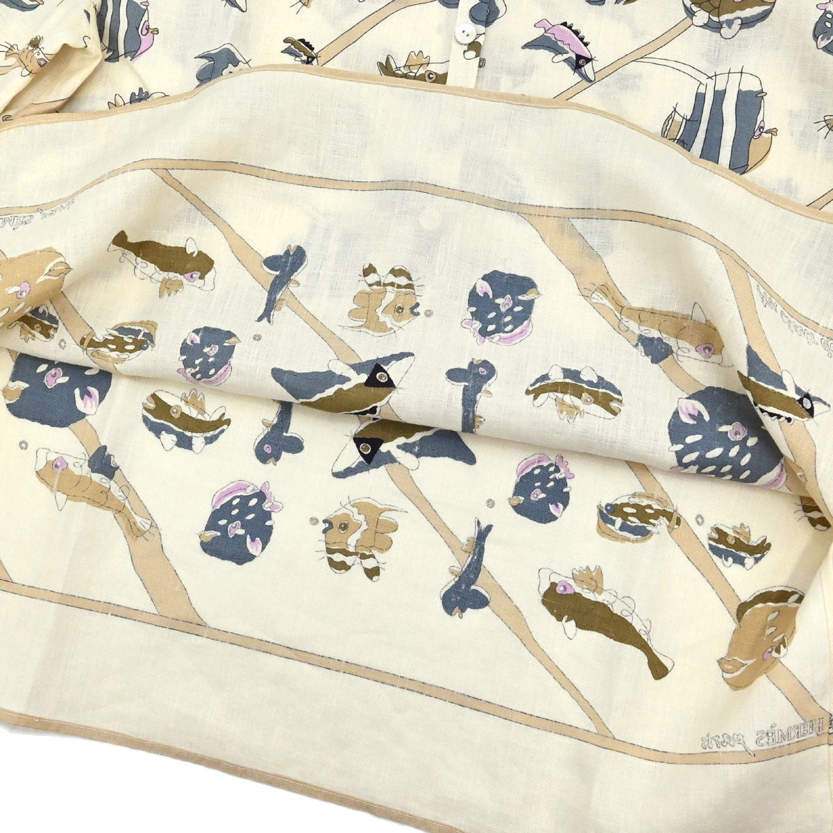 Hermes Au Clair de la Mer Shirt Blouse Beige #38