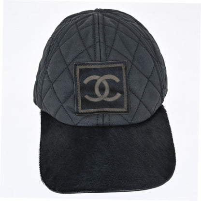 Chanel Sport Line Black #M Cap Hat Small Good