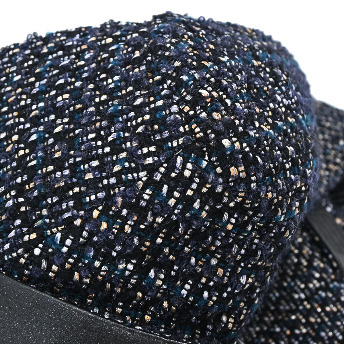 Chanel 2002 Setup Suit Jacket Skirt Tweed Black Navy 02A #36