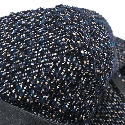 Chanel 2002 Setup Suit Jacket Skirt Tweed Black Navy 02A #36