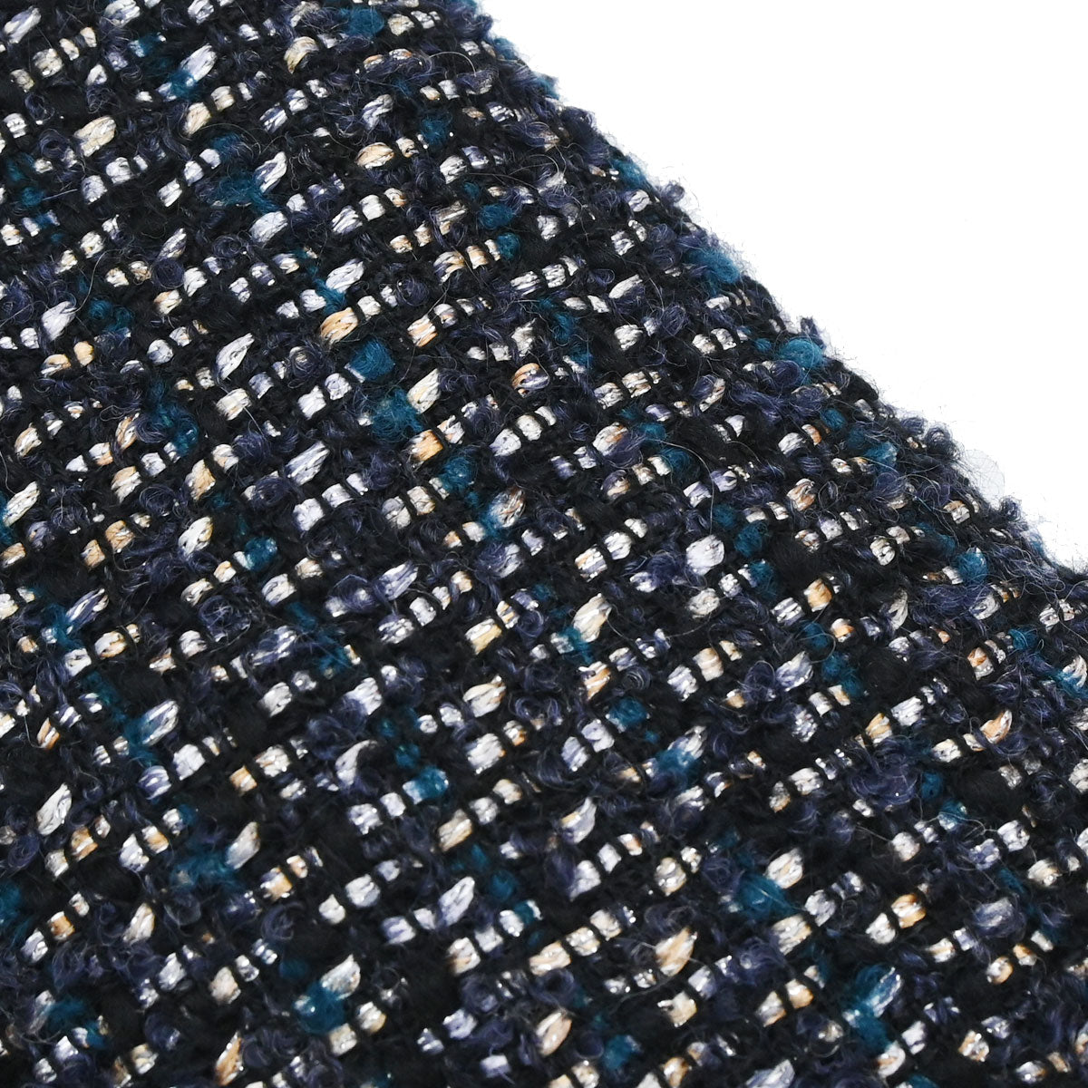 Chanel 2002 Setup Suit Jacket Skirt Tweed Black Navy 02A #36