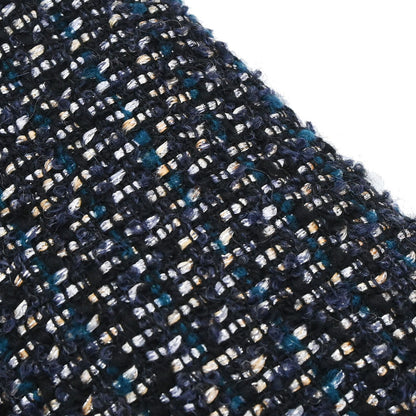 Chanel 2002 Setup Suit Jacket Skirt Tweed Black Navy 02A #36