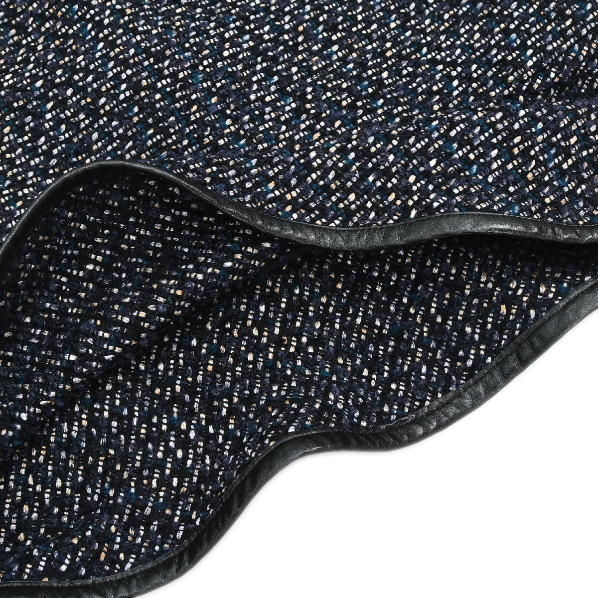 Chanel 2002 Setup Suit Jacket Skirt Tweed Black Navy 02A #36