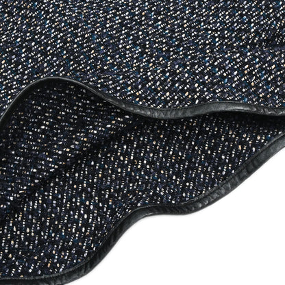 Chanel 2002 Setup Suit Jacket Skirt Tweed Black Navy 02A #36