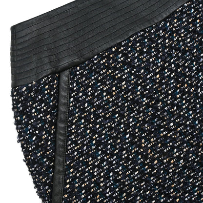 Chanel 2002 Setup Suit Jacket Skirt Tweed Black Navy 02A #36