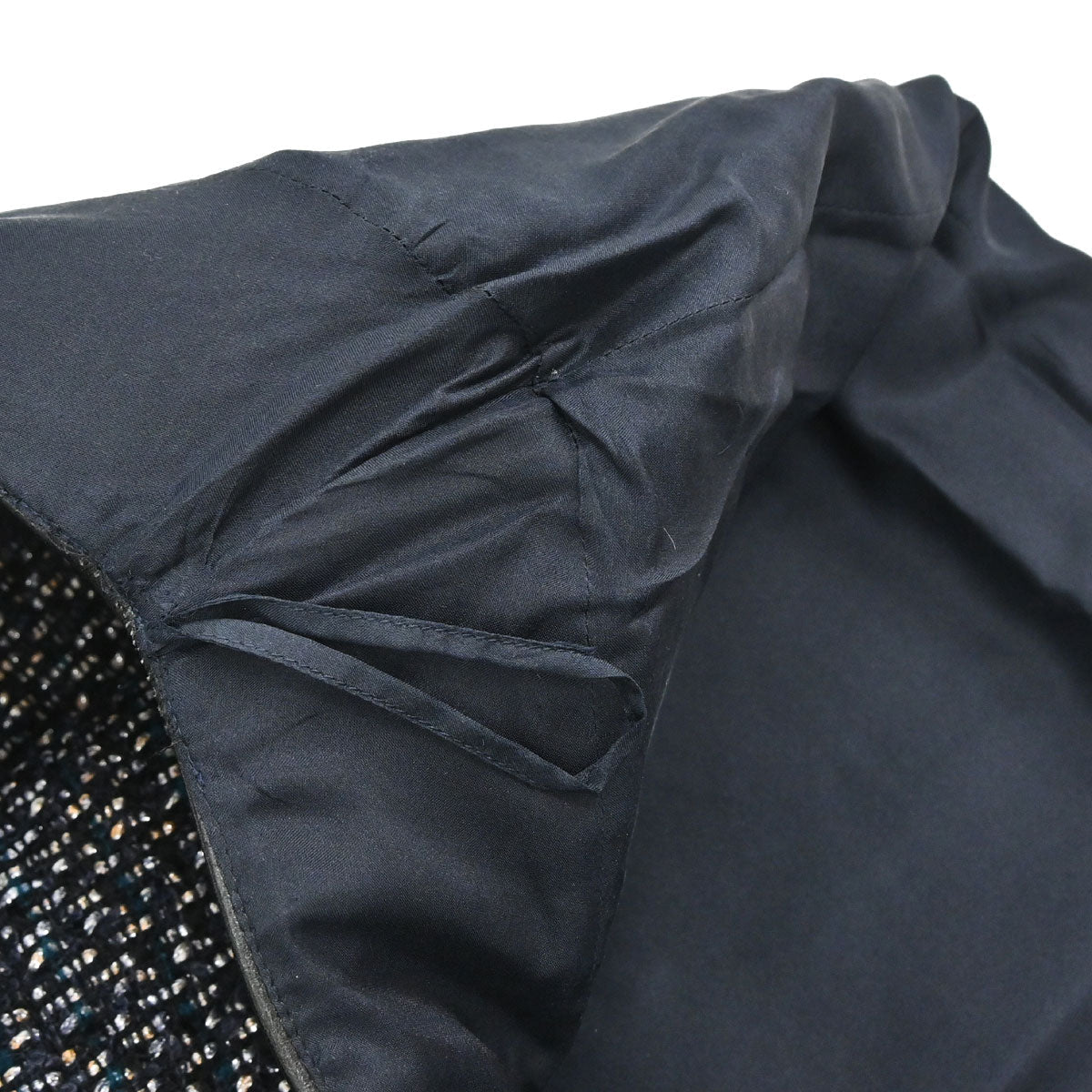 Chanel 2002 Setup Suit Jacket Skirt Tweed Black Navy 02A #36