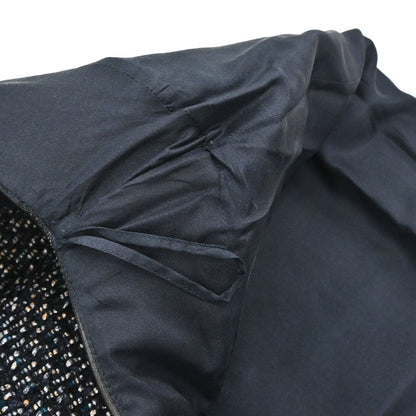 Chanel 2002 Setup Suit Jacket Skirt Tweed Black Navy 02A #36