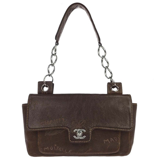 Chanel 2003-2004 Brown Calfskin Graffiti Handbag