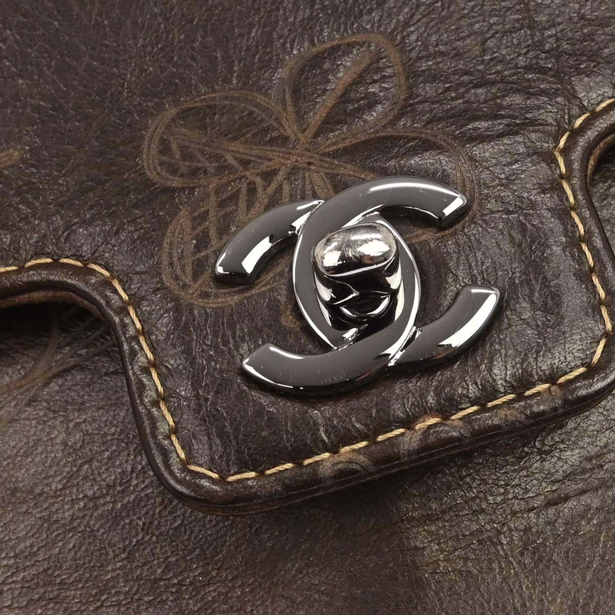 Chanel 2003-2004 Brown Calfskin Graffiti Handbag