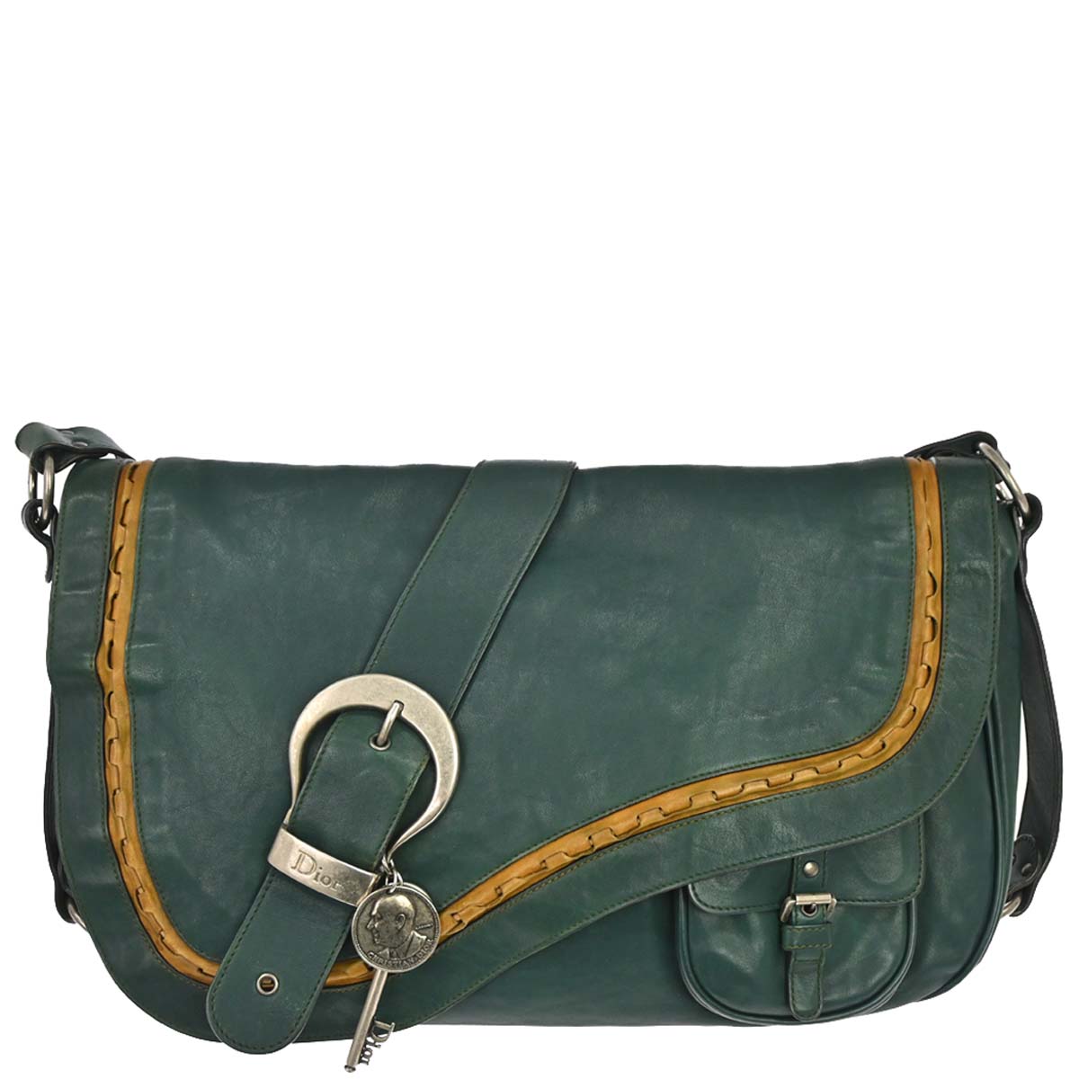 Christian Dior Green Gaucho Shoulder Bag