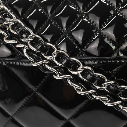 Chanel 2010-2011 Black Patent Leather Jumbo In the Business Flap Shoulder Bag
