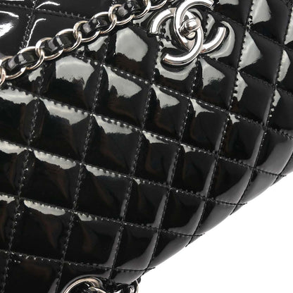 Chanel 2010-2011 Black Patent Leather Jumbo In the Business Flap Shoulder Bag