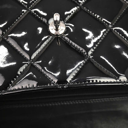 Chanel 2010-2011 Black Patent Leather Jumbo In the Business Flap Shoulder Bag
