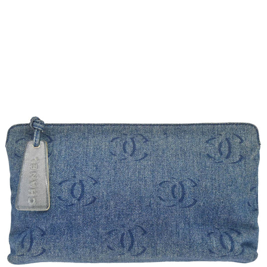 Chanel Blue Denim Clutch Bag