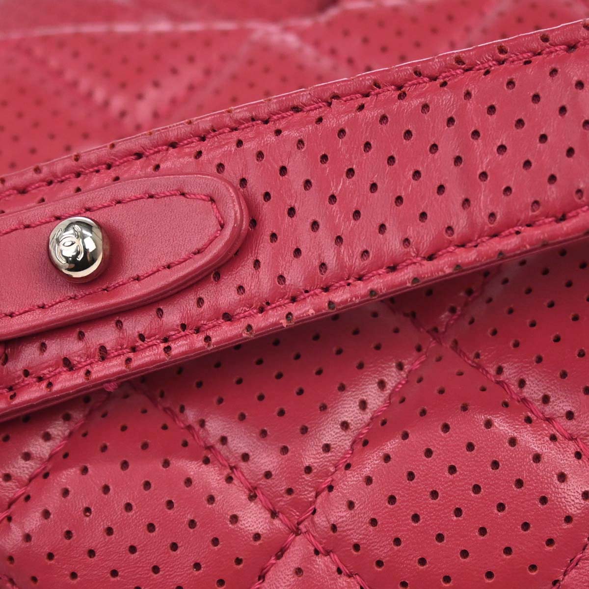 Chanel 2014 Red Perforated Lambskin Handbag