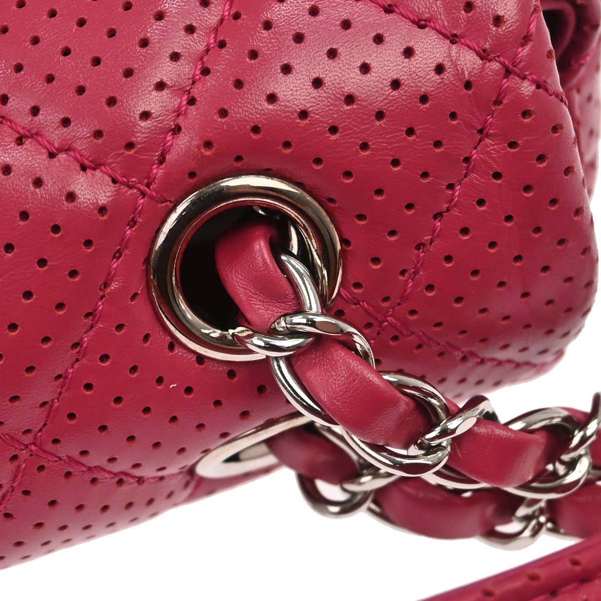 Chanel 2014 Red Perforated Lambskin Handbag