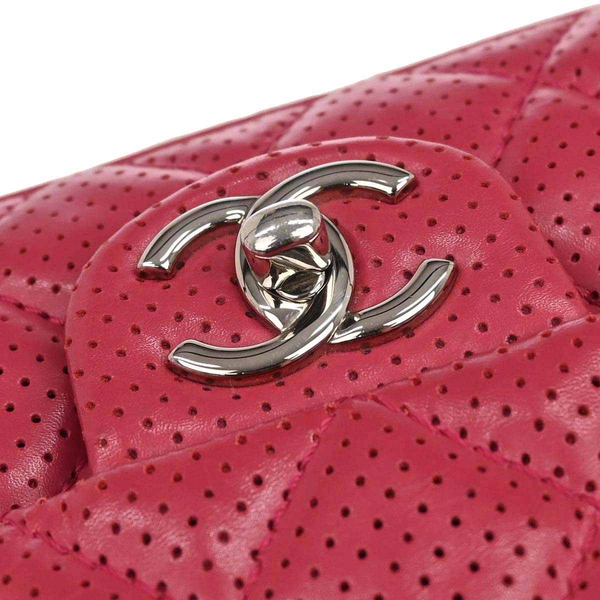 Chanel 2014 Red Perforated Lambskin Handbag