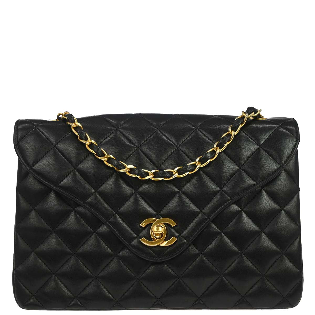 Chanel 1996-1997 Black Lambskin Single Flap Shoulder Bag