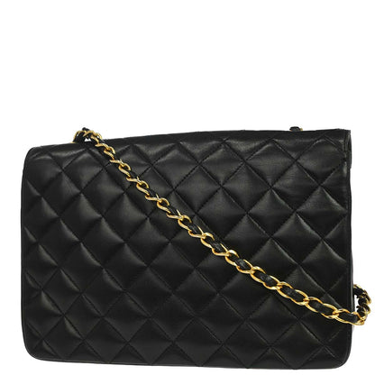 Chanel 1996-1997 Black Lambskin Single Flap Shoulder Bag